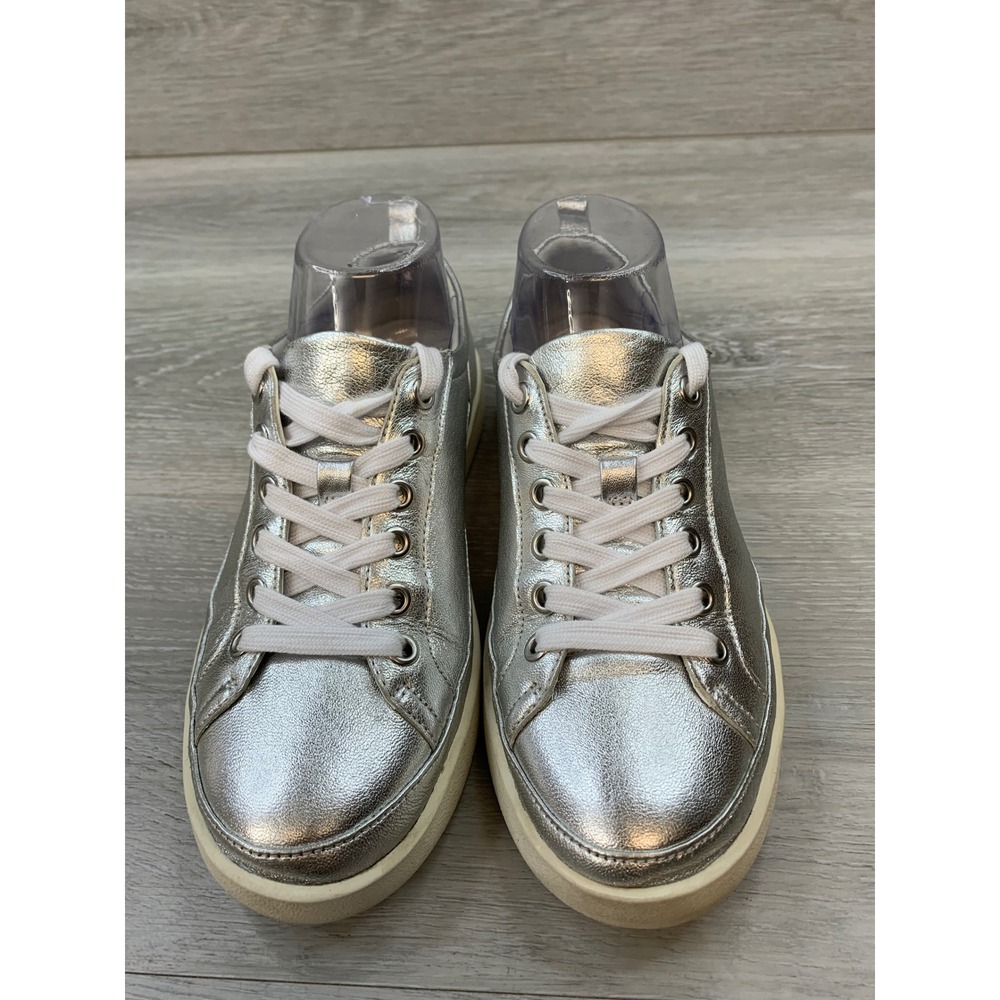 Vionic Winny Women's Silver Metallic Leather Lace Up Sneakers  7 Comfort Shoes - Picture 2 of 11